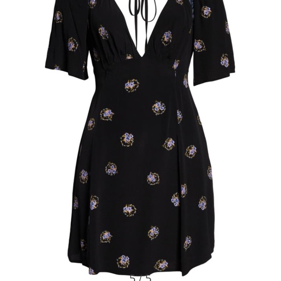 Free people dress size 2 new black floral - Picture 2 of 4